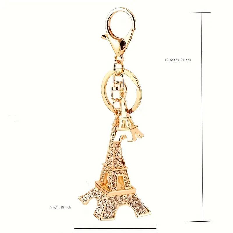 Rhinestone Eiffel Tower Keychain Cute Bag Charm & Souvenir Gift