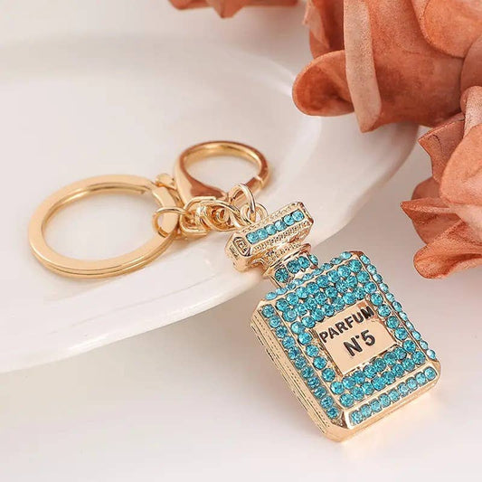 Exquisite Crystal Perfume Bottle Keychain Rhinestone Charm Bag Pendant | Blue