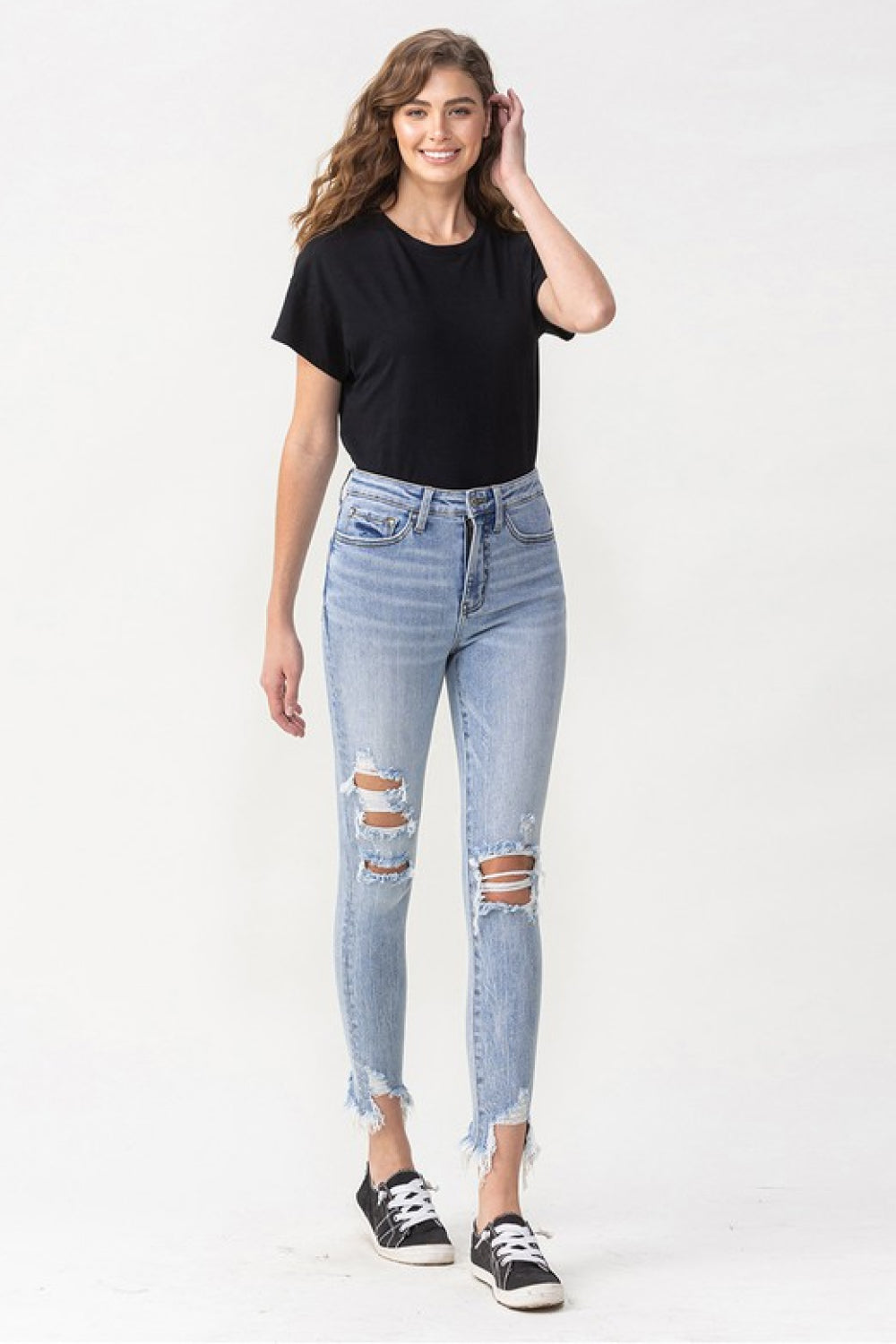 LOVERVET by Vervet Full Size Lauren Distressed High Rise Skinny Jeans