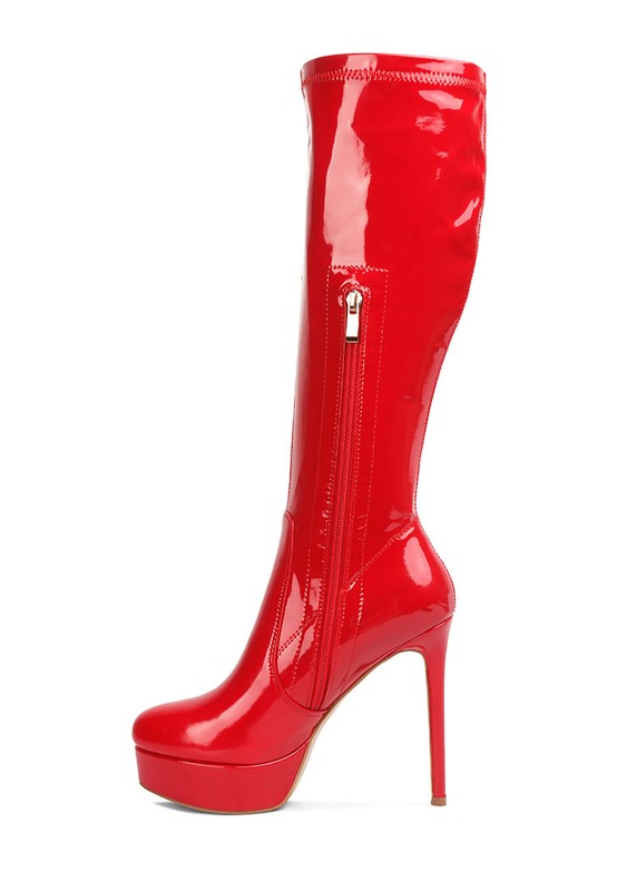 LONDON RAG Shawtie High Heeled Stretch Patent Calf Boots