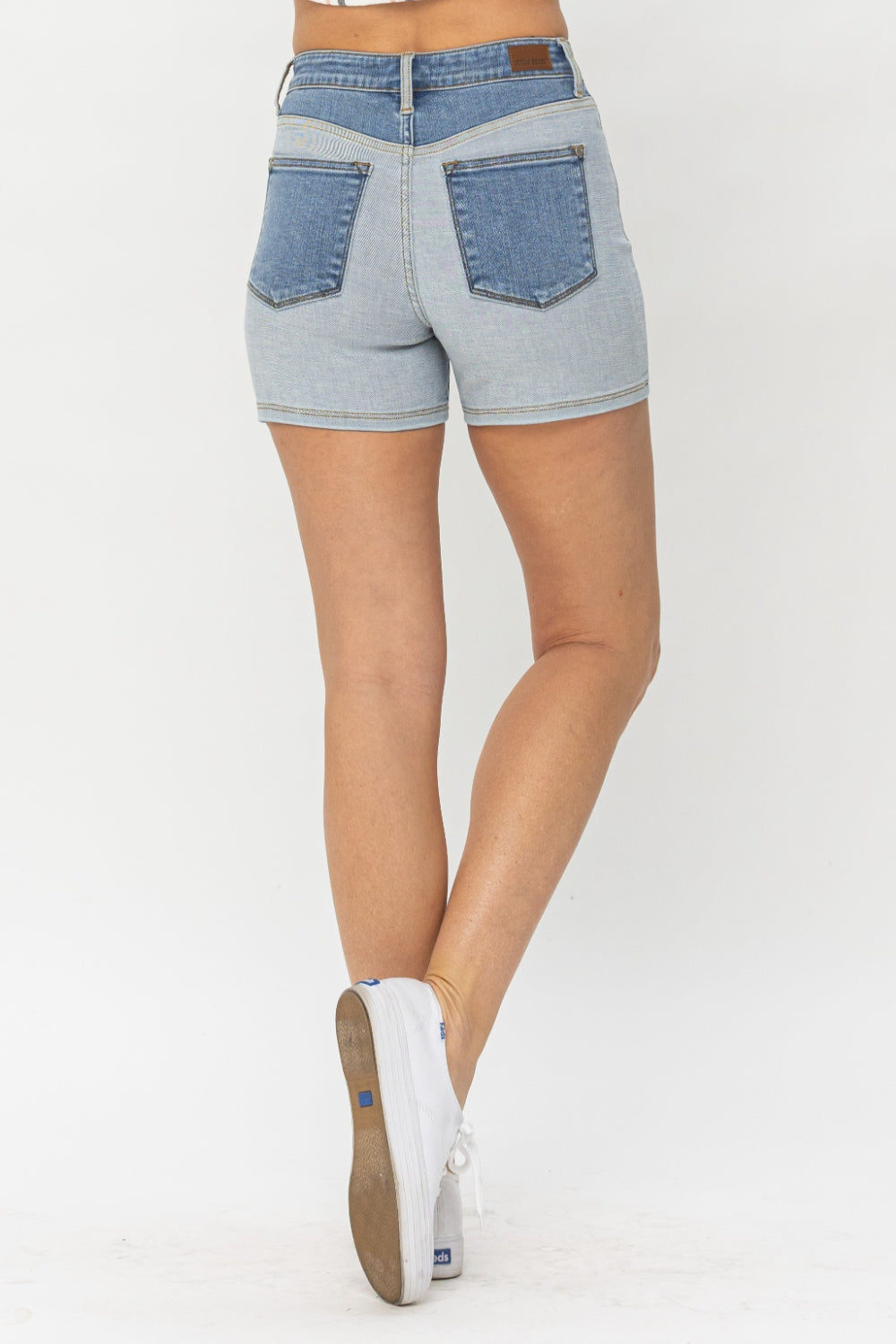 Judy Blue Full Size Color Block Zipper Fly Denim Shorts
