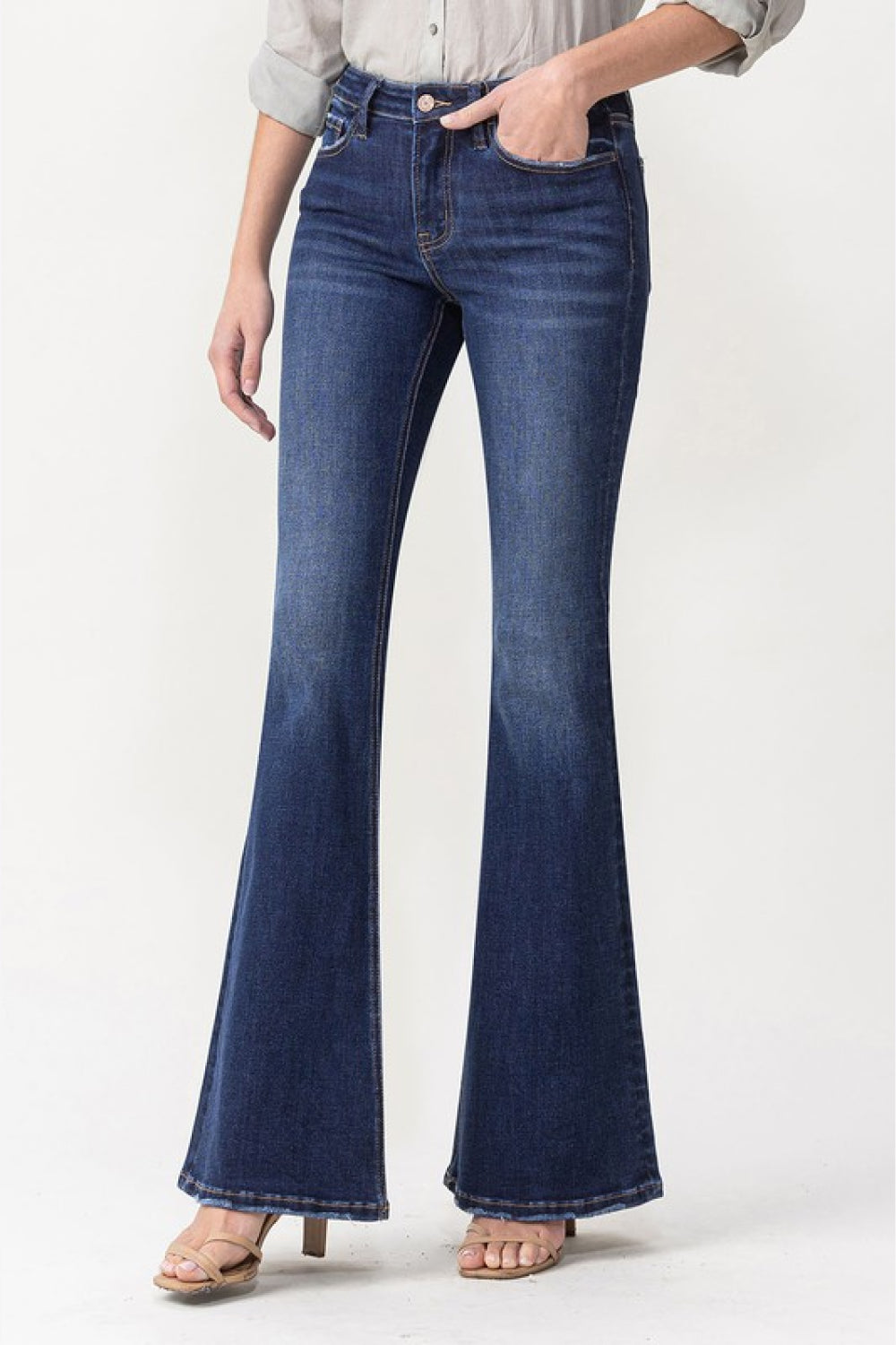 LOVERVET by Vervet Full Size Joanna Mid Rise Flare Jeans