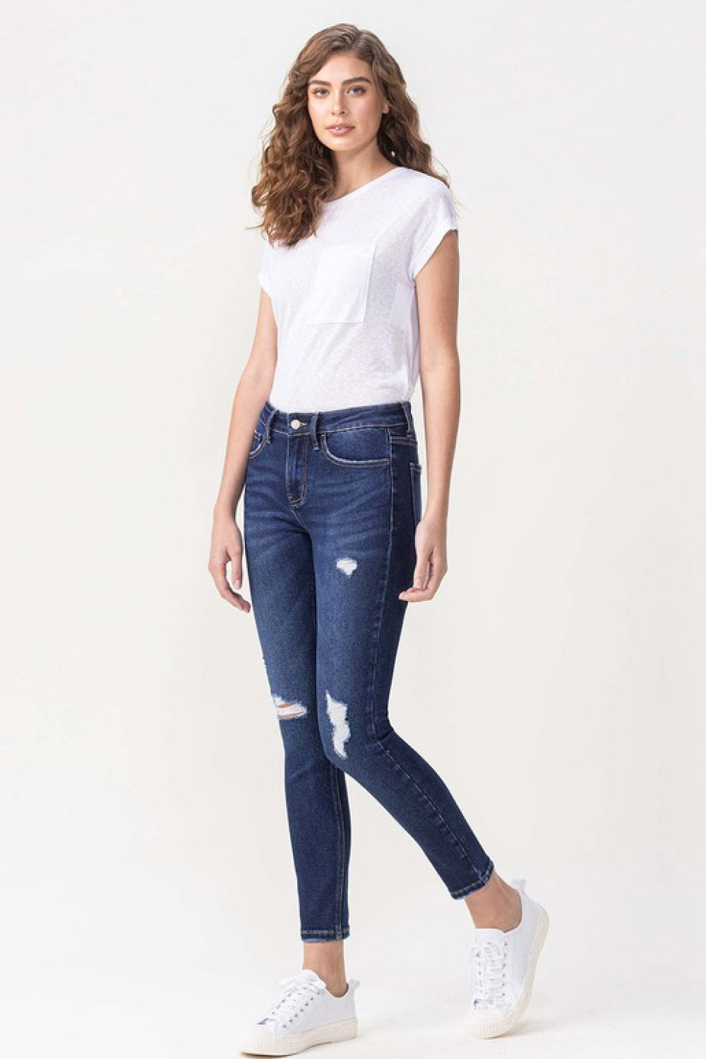 LOVERVET by Vervet Full Size Chelsea Midrise Crop Skinny Jeans in Dark Wash