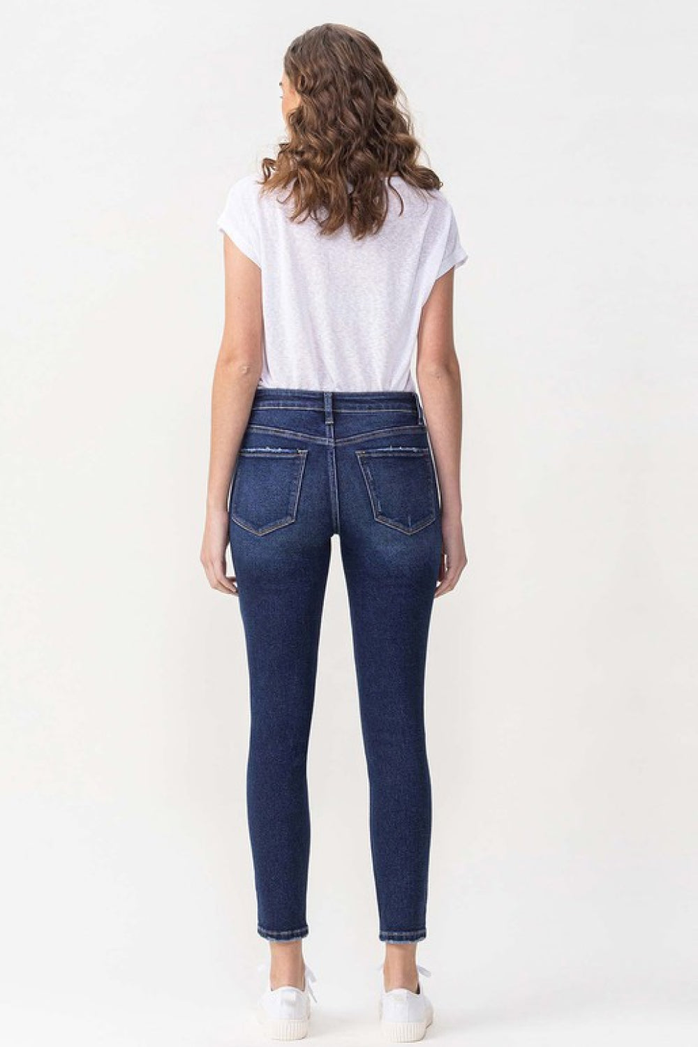 LOVERVET by Vervet Full Size Chelsea Midrise Crop Skinny Jeans in Dark Wash