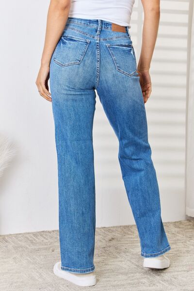 Judy Blue Full Size High Waist Distressed Straight Leg Jeans