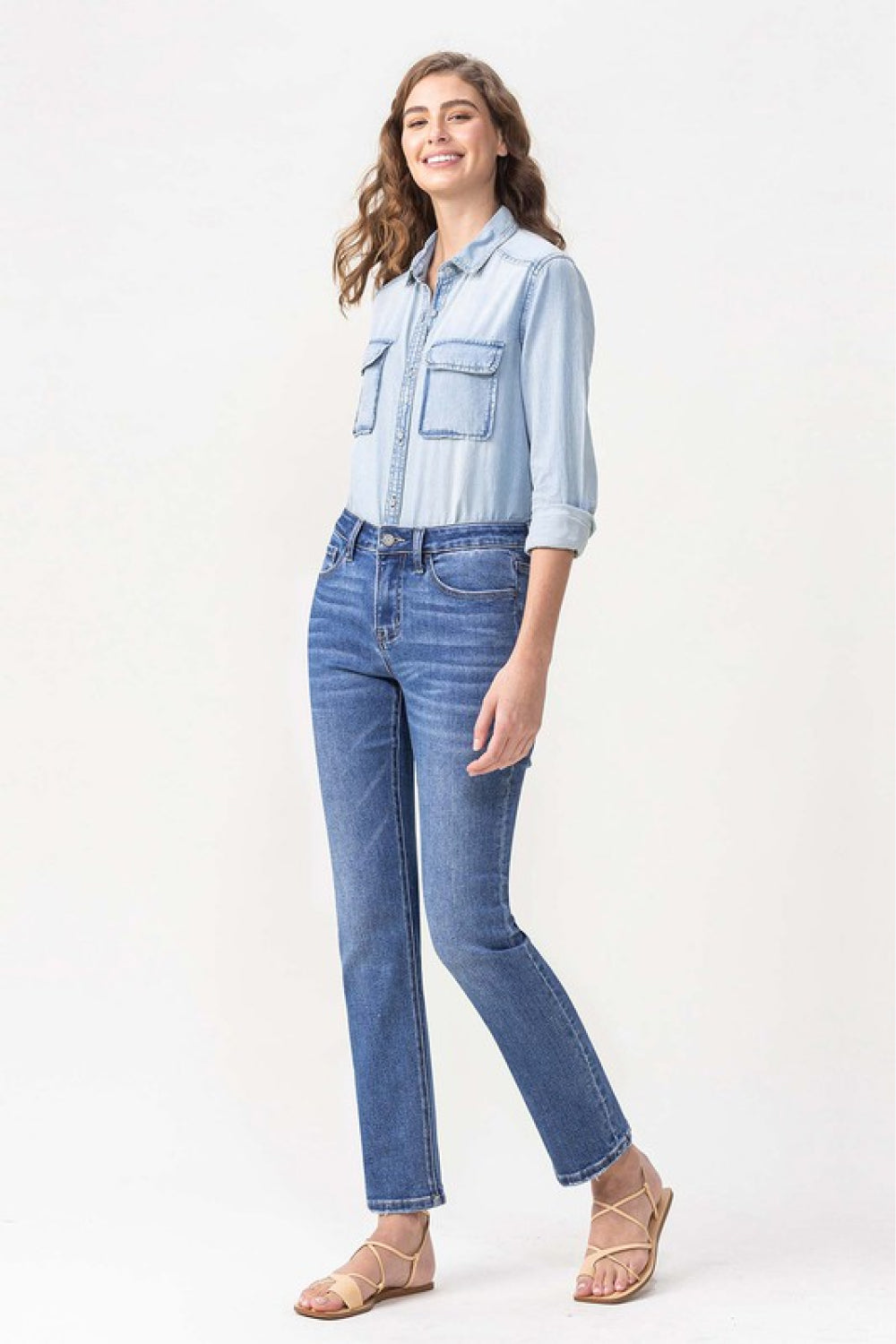 LOVERVET by Vervet Full Size Maggie Midrise Slim Ankle Straight Jeans