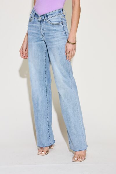 Judy Blue Full Size V Front Waistband Zipper Fly Straight Jeans