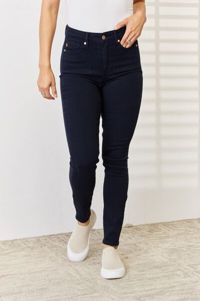 Judy Blue Full Size Garment Dyed Tummy Control Skinny Jeans | Navy