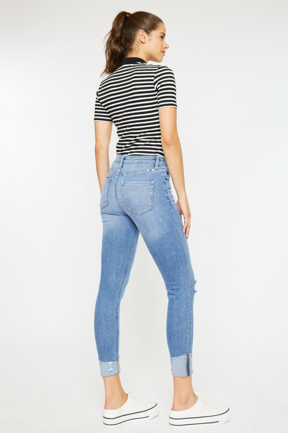 KanCan Distressed Cat's Whiskers Button Fly Jeans