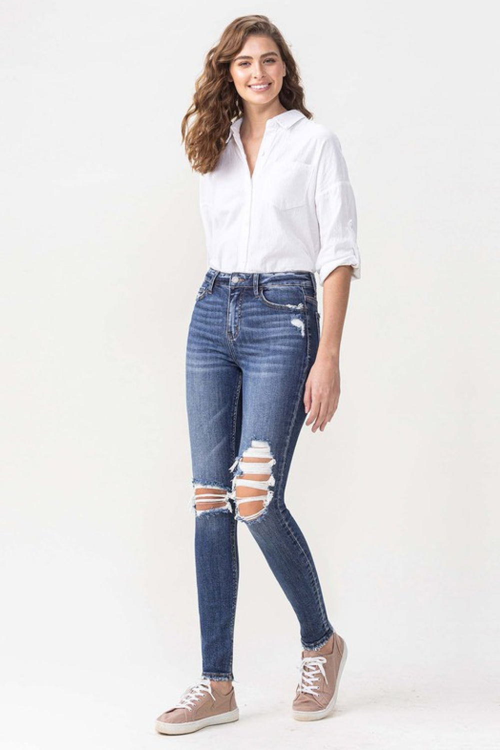 LOVERVET by Vervet Hayden Full Size High Rise Skinny Jeans in Medium Blue